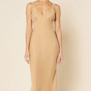 NUDE LUCY Arianne Cupro Slip Dress Caramel